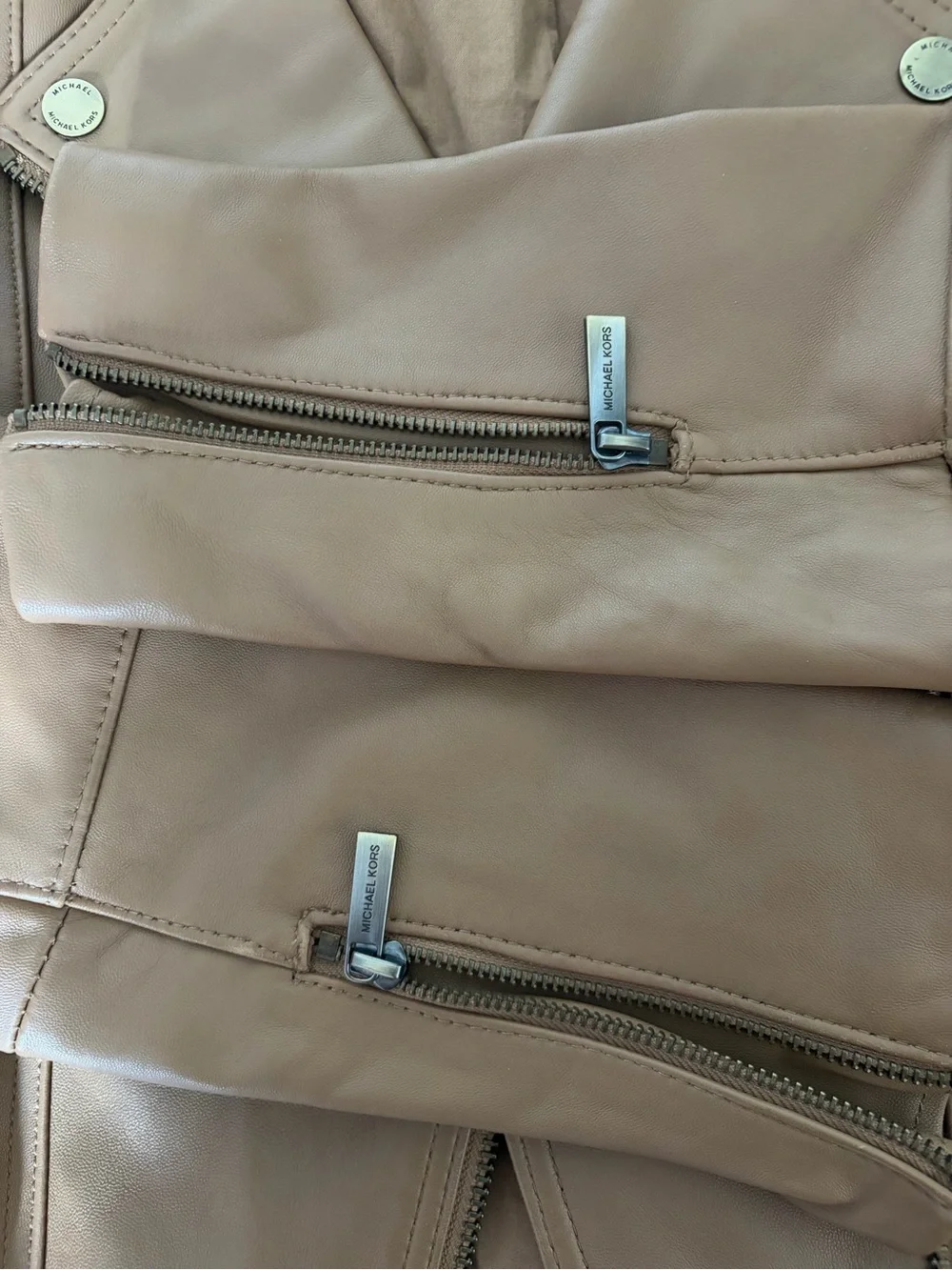 Michael Kors Caramel Brown Leather Moto Jacket